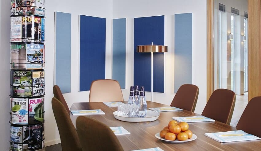 Blauwe akoestische wandpanelen